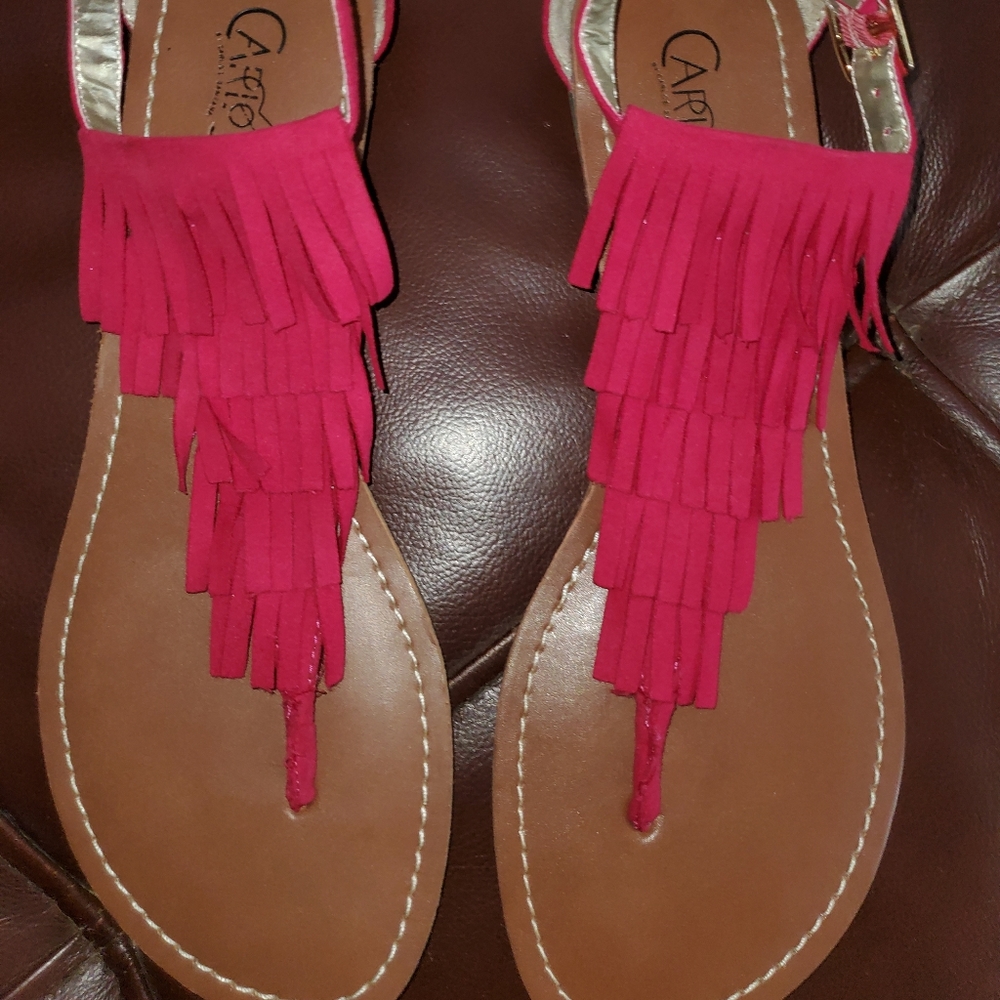 Carlos by Carlos Santana Magenta Fringe Sandals